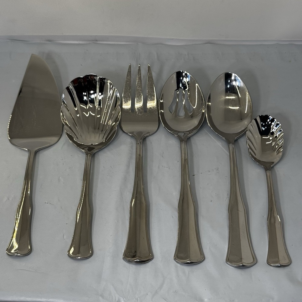 Waterford NORMANDY 18/10 Stainless Steel 6 Piece Serving Hostess Set Pie Slotted